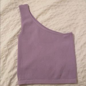 One shoulder cropped lavender top